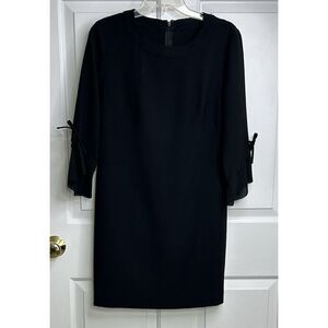 Black Sheath Dress with Bell Sleeves And Accent Tie On Sleeve Women's Small**